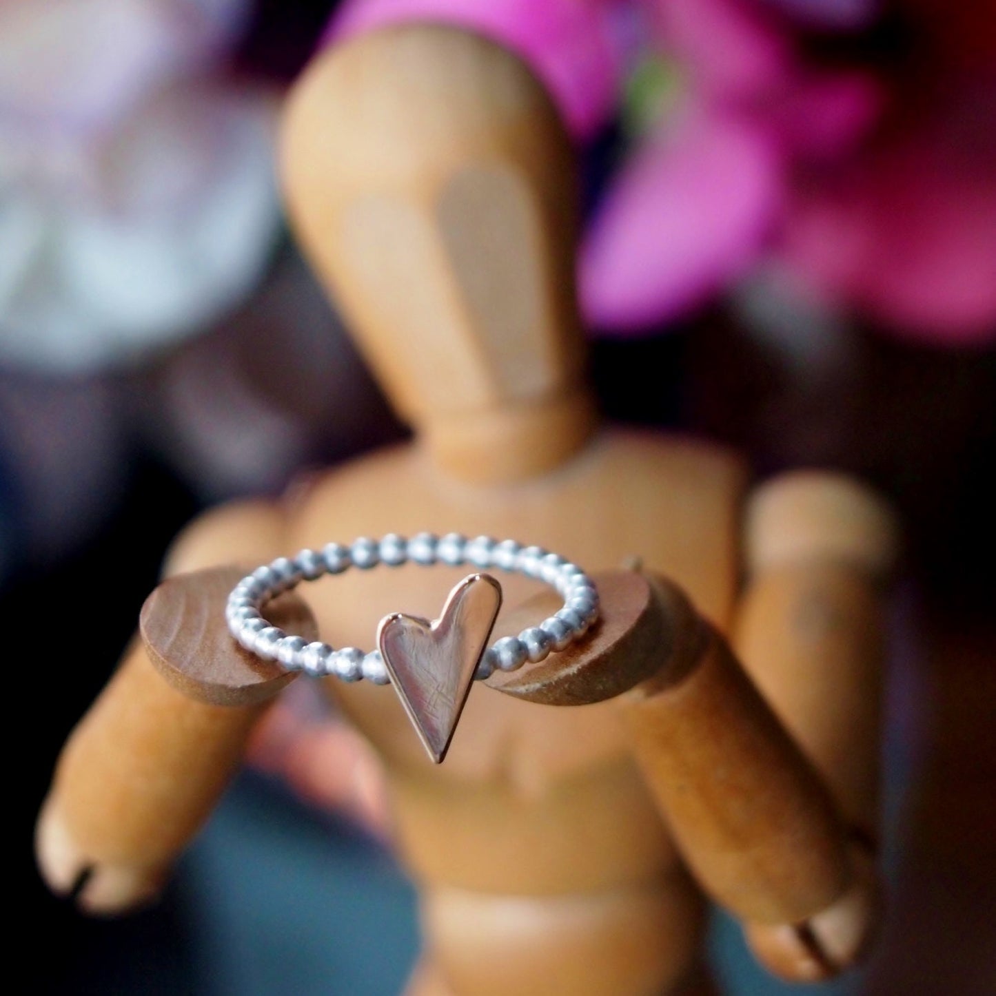 A cute dainty sterling silver and 9ct yellow gold heart stacking ring.