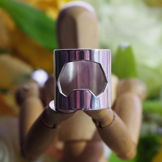 A perfectly simple chunky handmade sterling silver bottle opener ring. Made to order